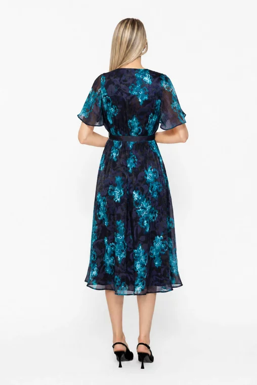 Rochie elegantă din voal cu cordon turcoaz R8640 thumbnail picture - 