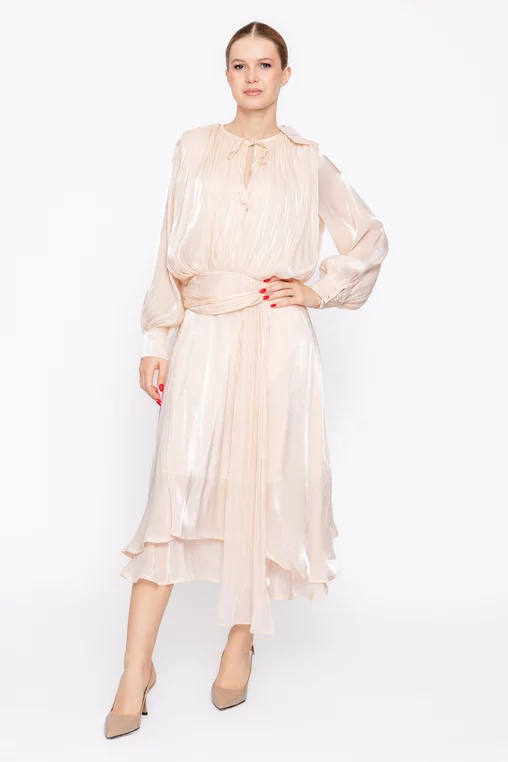 Rochie elegnată voal crem RLS60203 thumbnail picture - 