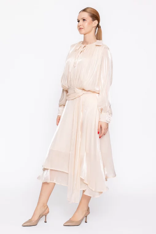 Rochie elegnată voal crem RLS60203 thumbnail picture - 