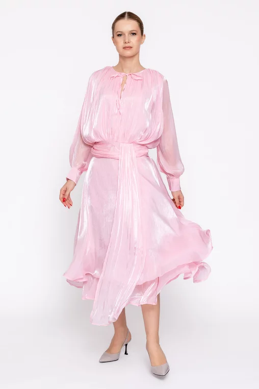 Rochie elegnată voal roz RLS60203 thumbnail picture - 