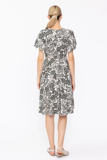 Rochie evazată cu talia elastică kaki RSM60518