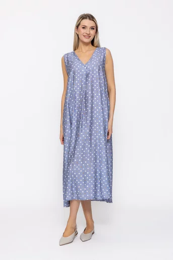 Rochie lejeră imprimeu buline bleu RAM60501