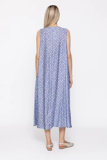 Rochie lejeră imprimeu buline bleu RAM60501