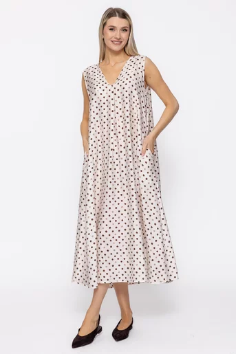 Rochie lejeră imprimeu buline crem RAM60501