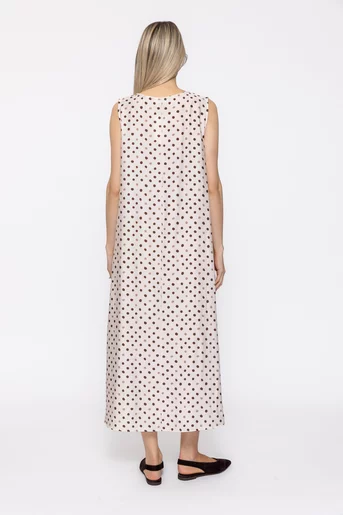 Rochie lejeră imprimeu buline crem RAM60501