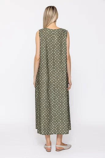 Rochie lejeră imprimeu buline kaki RAM60501