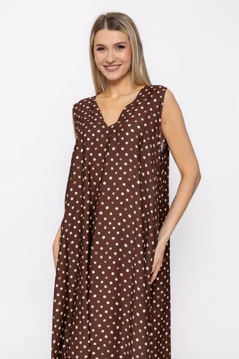 Rochie lejeră imprimeu buline maro RAM60501