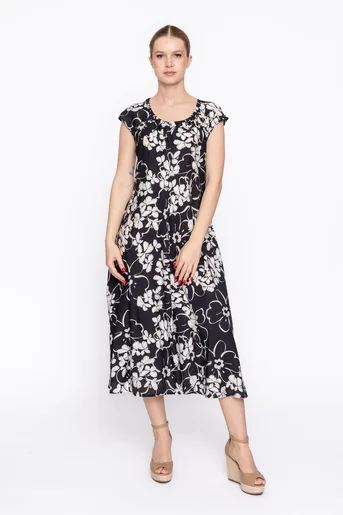 Rochie lejeră imprimeu floral neagră RBD60205