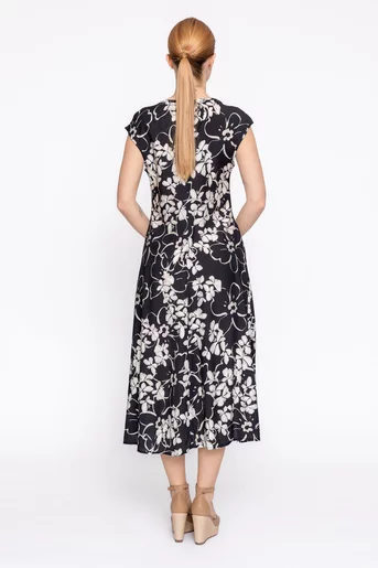 Rochie lejeră imprimeu floral neagră RBD60205