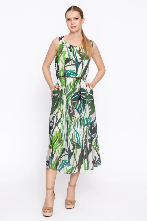 Rochie lejeră imprimeu tropical verde RBD60204 thumbnail picture - 