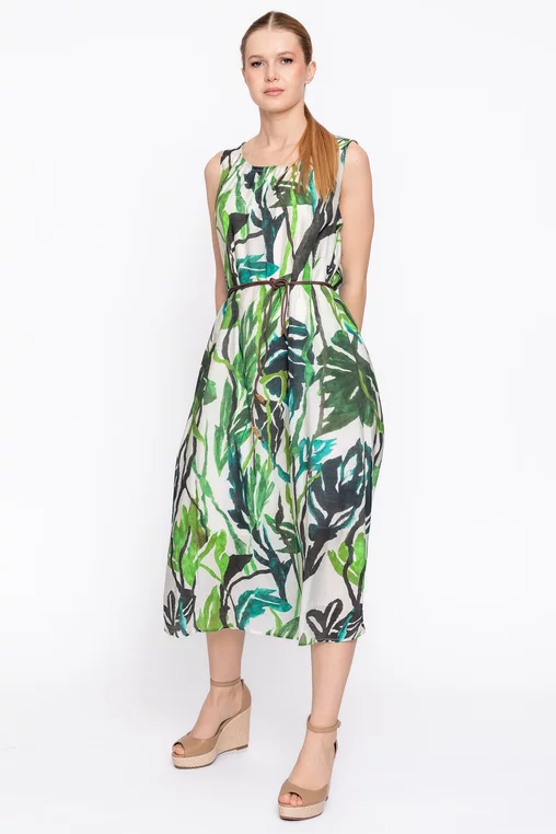 Rochie lejeră imprimeu tropical verde RBD60204 thumbnail picture - 