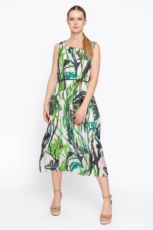 Rochie lejeră imprimeu tropical verde RBD60204 thumbnail picture - 