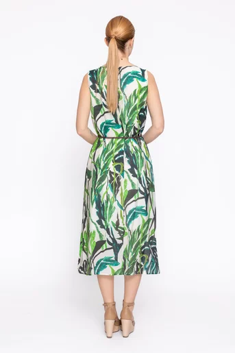 Rochie lejeră imprimeu tropical verde RBD60204