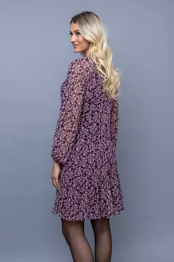 Rochie lejera voal  imprimeu floral mov R8341