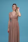 Rochie lunga eleganta din tulle cu sclipici bej R8328 thumbnail picture - 