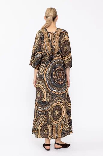 Rochie maxi cu mâneci ample maro RSM60508