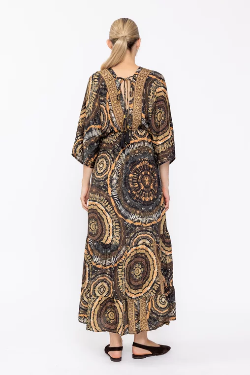 Rochie maxi cu mâneci ample maro RSM60508 thumbnail picture - 