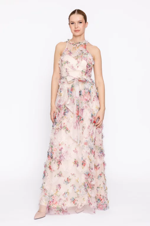 Rochie maxi din tulle cu volane RLS60205 thumbnail picture - 