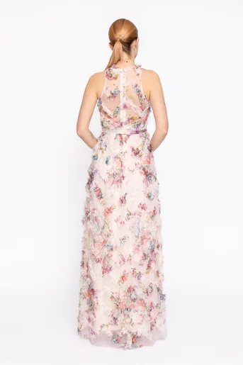 Rochie maxi din tulle cu volane RLS60205