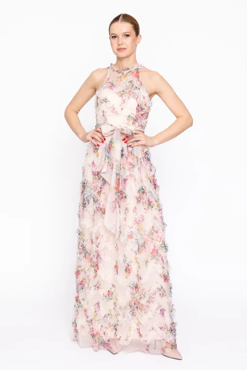 Rochie maxi din tulle cu volane RLS60205 thumbnail picture - 