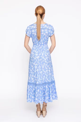 Rochie maxi din vâscoză bleu RRS60309