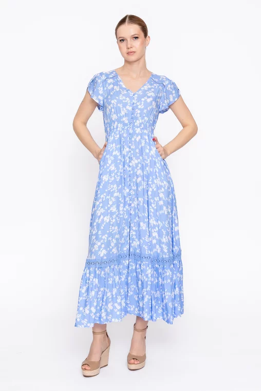 Rochie maxi din vâscoză bleu RRS60309 thumbnail picture - 