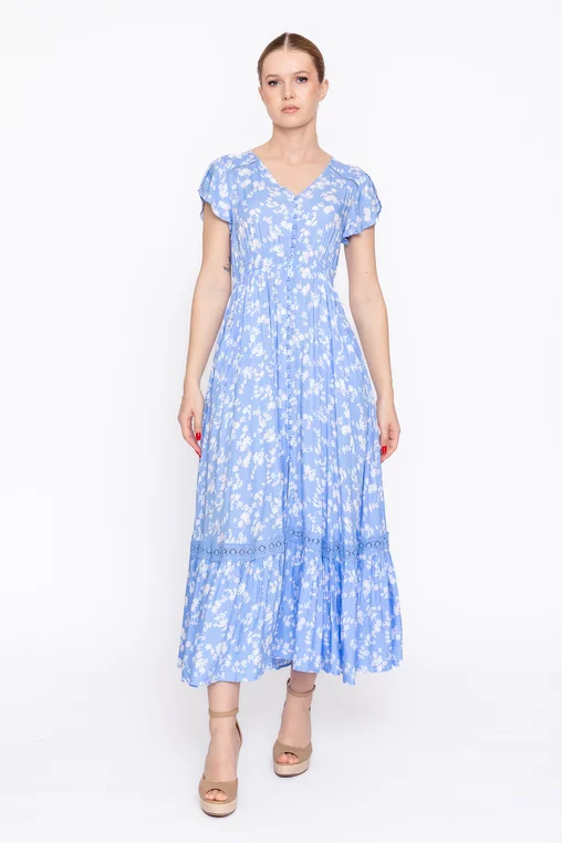 Rochie maxi din vâscoză bleu RRS60309 thumbnail picture - 
