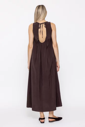 Rochie maxi din vâscoza maro  RKC60503