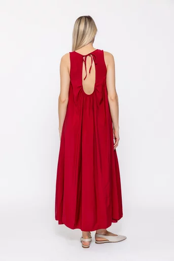 Rochie maxi din vâscoza vișinie  RKC60503