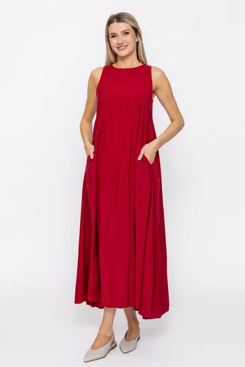 Rochie maxi din vâscoza vișinie  RKC60503