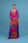 Rochie maxi satin multicolor cu slit pe picior R8337 thumbnail picture - 