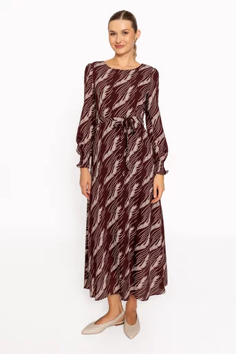 Rochie midi bordo cu cordon RRS60804