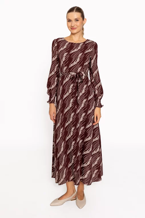 Rochie midi bordo cu cordon RRS60804 thumbnail picture - 