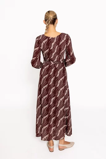Rochie midi bordo cu cordon RRS60804