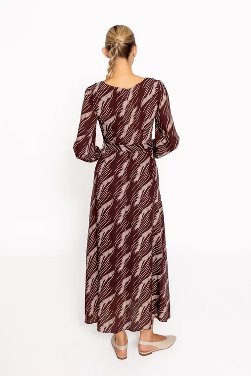 Rochie midi bordo cu cordon RRS60804 thumbnail picture - 