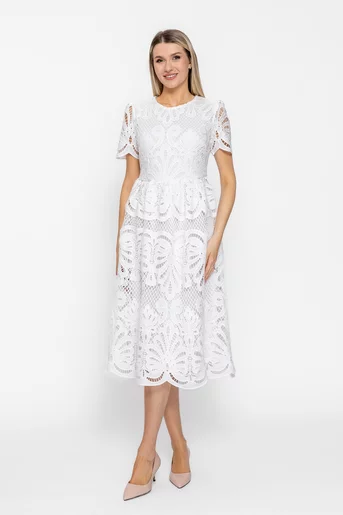 Rochie midi cu broderie albă RSM60501