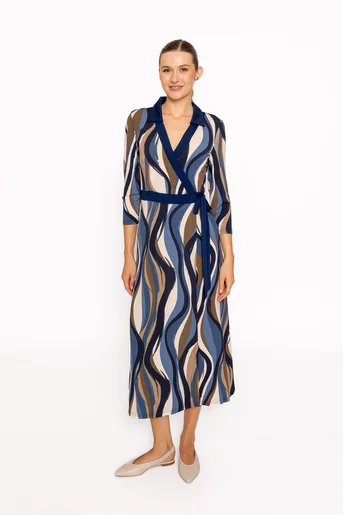 Rochie midi cu decolteu petrecut bleumarin