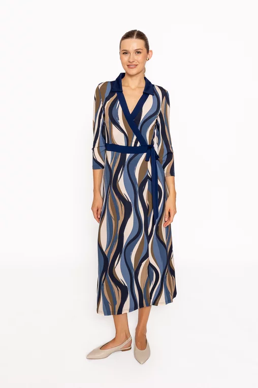 Rochie midi cu decolteu petrecut bleumarin thumbnail picture - 