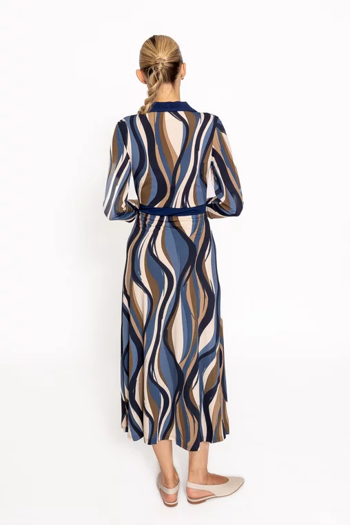Rochie midi cu decolteu petrecut bleumarin thumbnail picture - 
