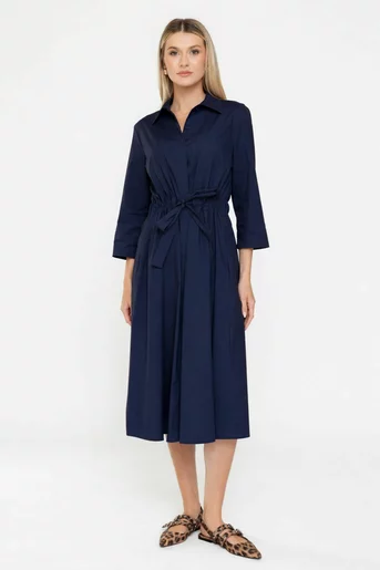 Rochie midi din bumbac bleumarin RSUN60301