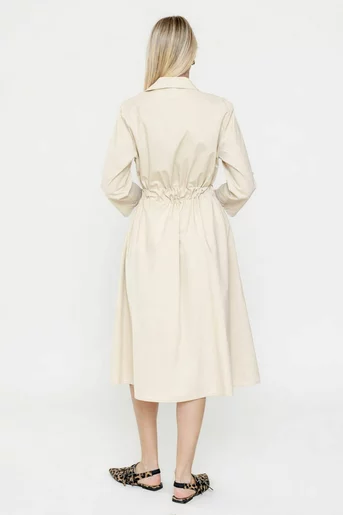 Rochie midi din bumbac crem RSUN60301