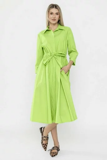 Rochie midi din bumbac lime RSUN60301