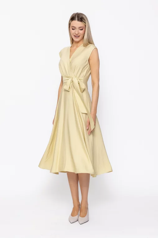 Rochie midi din vâscoză cu cordon galbenă R8629 thumbnail picture - 