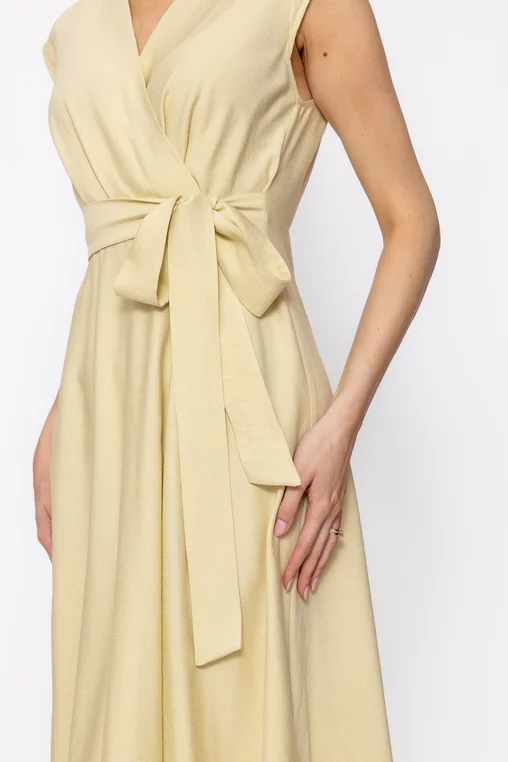 Rochie midi din vâscoză cu cordon galbenă R8629 thumbnail picture - 