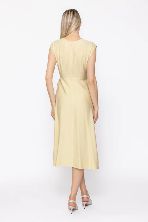 Rochie midi din vâscoză cu cordon galbenă R8629 thumbnail picture - 