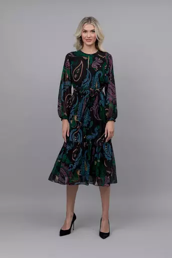 Rochie midi din voal imprimeu paisley multicolor R8344