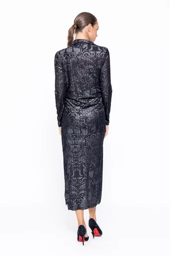 Rochie midi elegantă cu fir lucios argintiu RKC1109