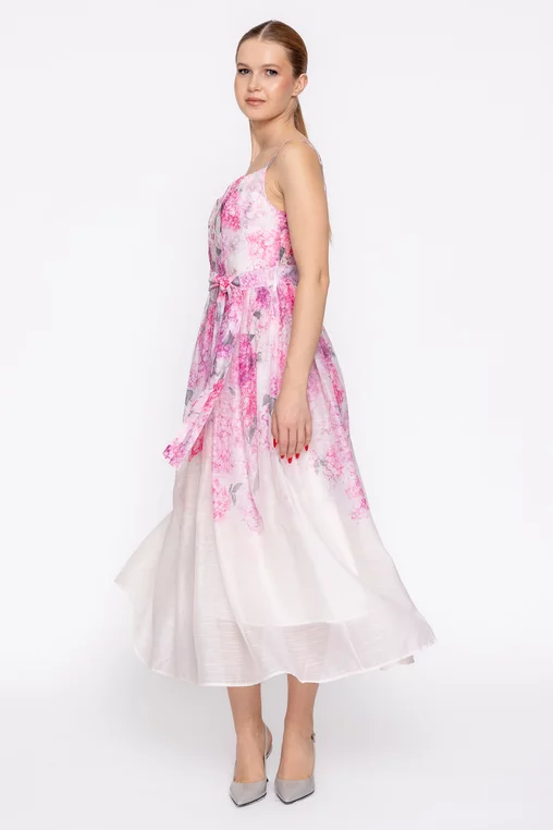Rochie midi imprimeu floral roz RLS60207 thumbnail picture - 