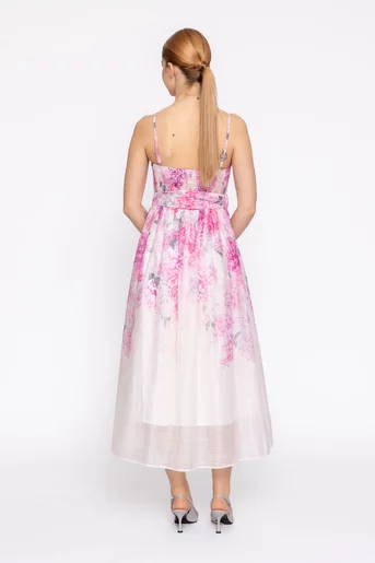 Rochie midi imprimeu floral roz RLS60207