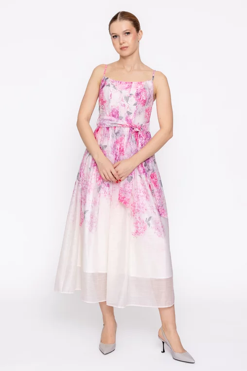 Rochie midi imprimeu floral roz RLS60207 thumbnail picture - 